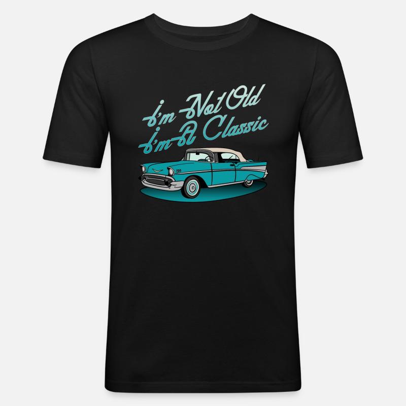 Oldtimer-Grafik - Männer Slim Fit T-Shirt - Schwarz