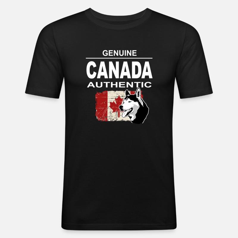 Maple Leaf - Huskys - Canada - Männer Slim Fit T-Shirt - Schwarz