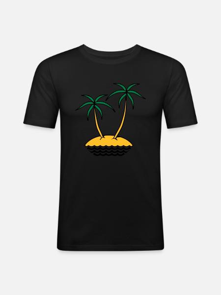 insel - Männer Slim Fit T-Shirt - Schwarz