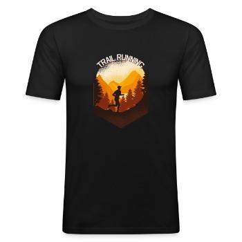 Trail Running & Berglauf, Ultra Trail Runner - Männer Slim Fit T-Shirt - Schwarz - Vorne - Nik (191cm)