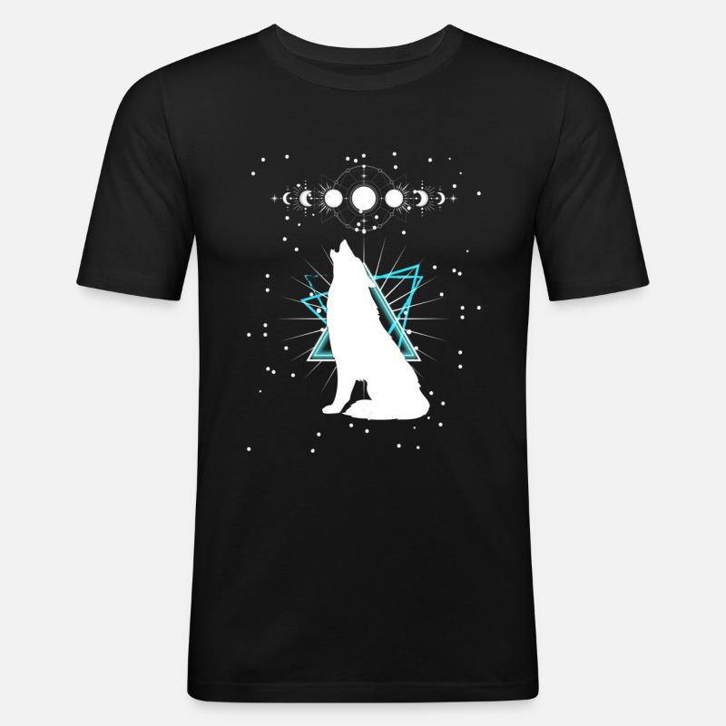 Sternen Wolf - Männer Slim Fit T-Shirt - Schwarz