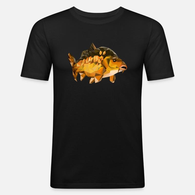 Karpfen Polygon - Männer Slim Fit T-Shirt - Schwarz