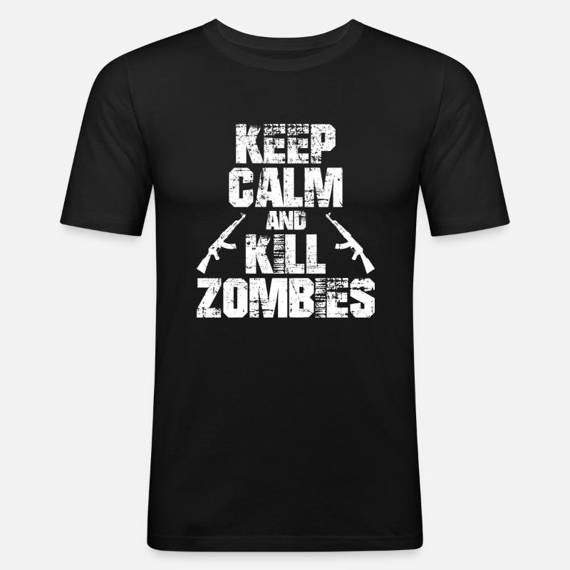 Keep Calm and Kill Zombies - Männer Slim Fit T-Shirt - Schwarz