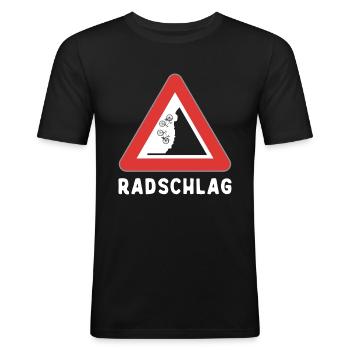 Radschlag - Lustiges Fahrrad Wortspiel, Wortwitz - Männer Slim Fit T-Shirt - Schwarz - Vorne - Nik (191cm)