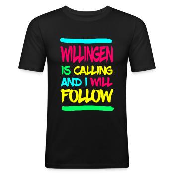 Willingen Après Ski - Männer Slim Fit T-Shirt - Schwarz - Vorne - Nik (191cm)