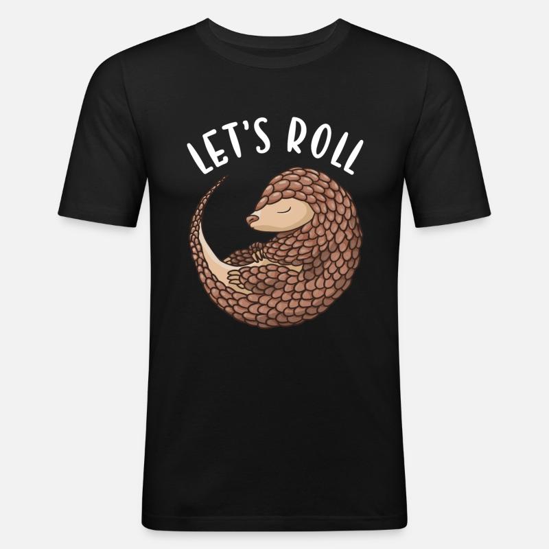 Let's Roll Pangolin - Männer Slim Fit T-Shirt - Schwarz