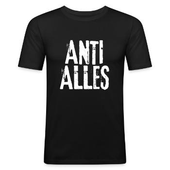 Anti Tout - T-shirt près du corps Homme - noir - Devant - Nik (191cm)