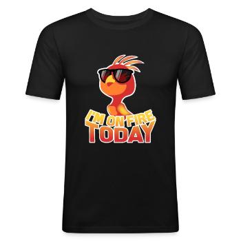 Ich bin heute in Flammen - Phönix - Männer Slim Fit T-Shirt - Schwarz - Vorne - Nik (191cm)