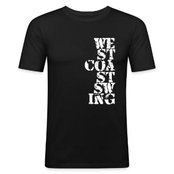 West Coast Swing Dance Gift T-Shirt - Men's Slim Fit T-Shirt - black - Front - Nik (191cm)
