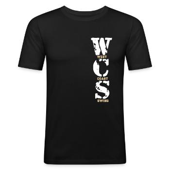 West Coast Swing Dance Geschenk T-Shirt - Männer Slim Fit T-Shirt - Schwarz - Vorne - Nik (191cm)