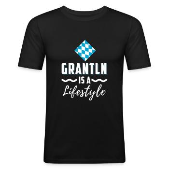 grantln is a lifestyle - Männer Slim Fit T-Shirt - Schwarz - Vorne - Nik (191cm)