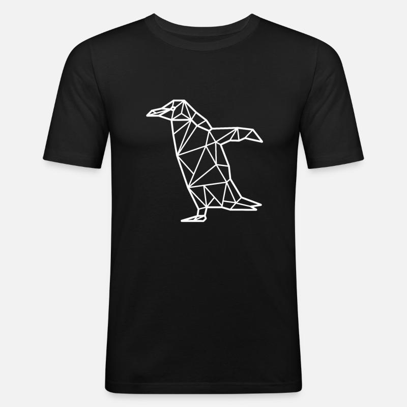 Pinguin Polygon - Männer Slim Fit T-Shirt - Schwarz