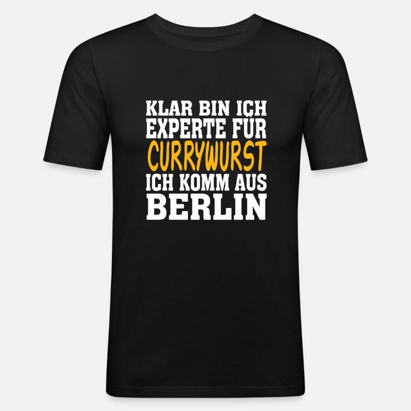 Currywurst - Männer Slim Fit T-Shirt - Schwarz