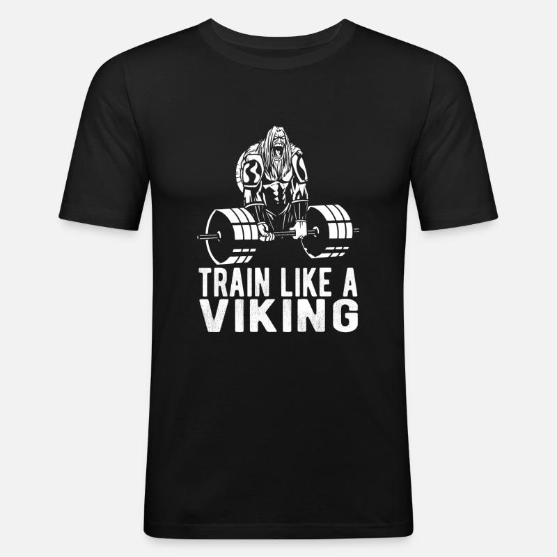 Bodybuilder Wikinger - Männer Slim Fit T-Shirt - Schwarz