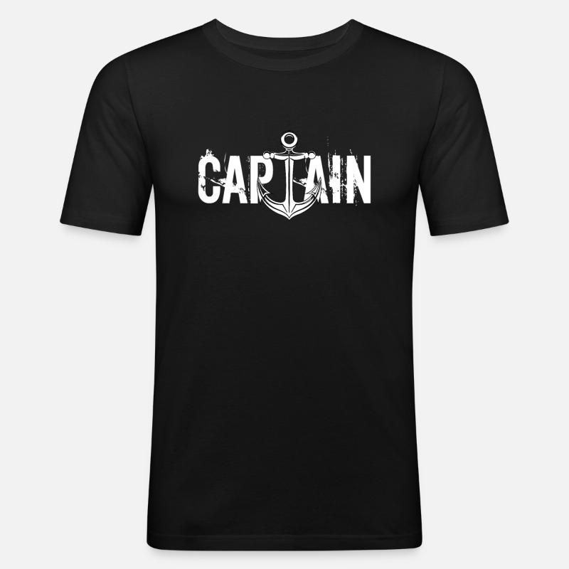 Captain Anchor - Männer Slim Fit T-Shirt - Schwarz