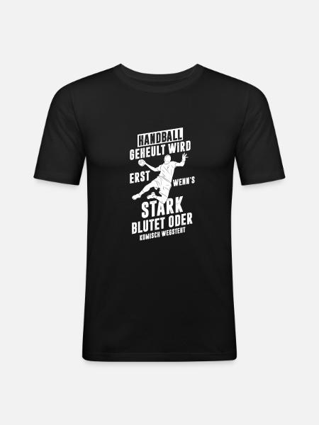 Handball Spruch - Männer Slim Fit T-Shirt - Schwarz