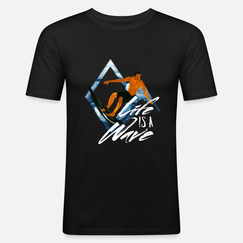 Surfer Spruch - Männer Slim Fit T-Shirt - Schwarz