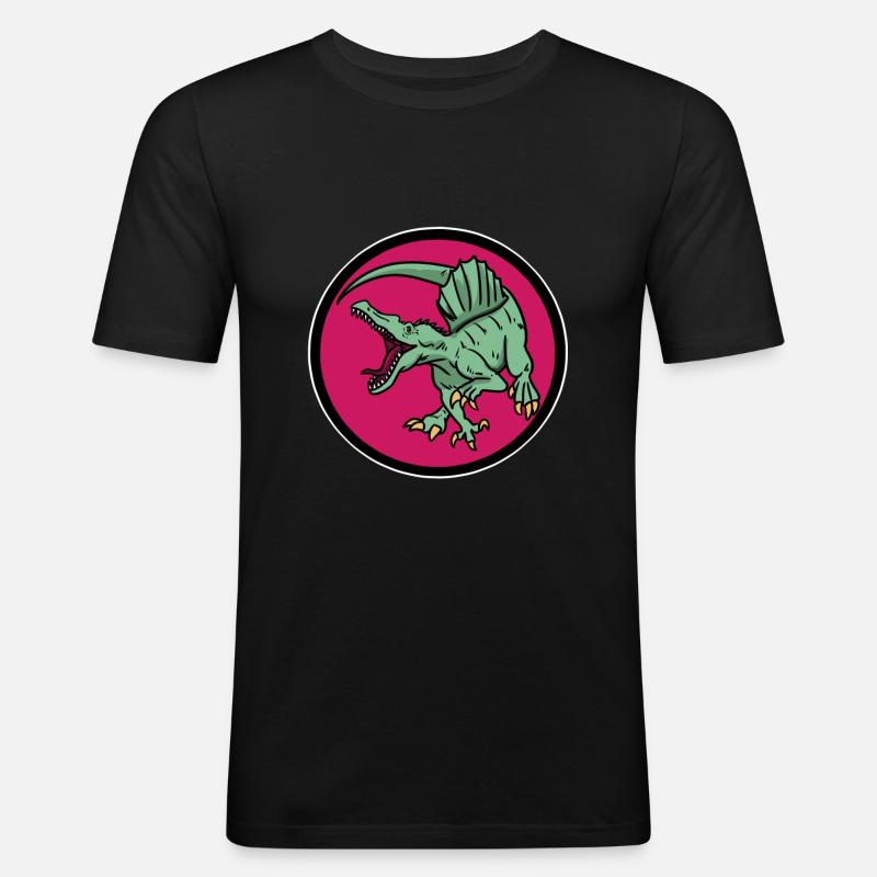 Dino Logo - Männer Slim Fit T-Shirt - Schwarz