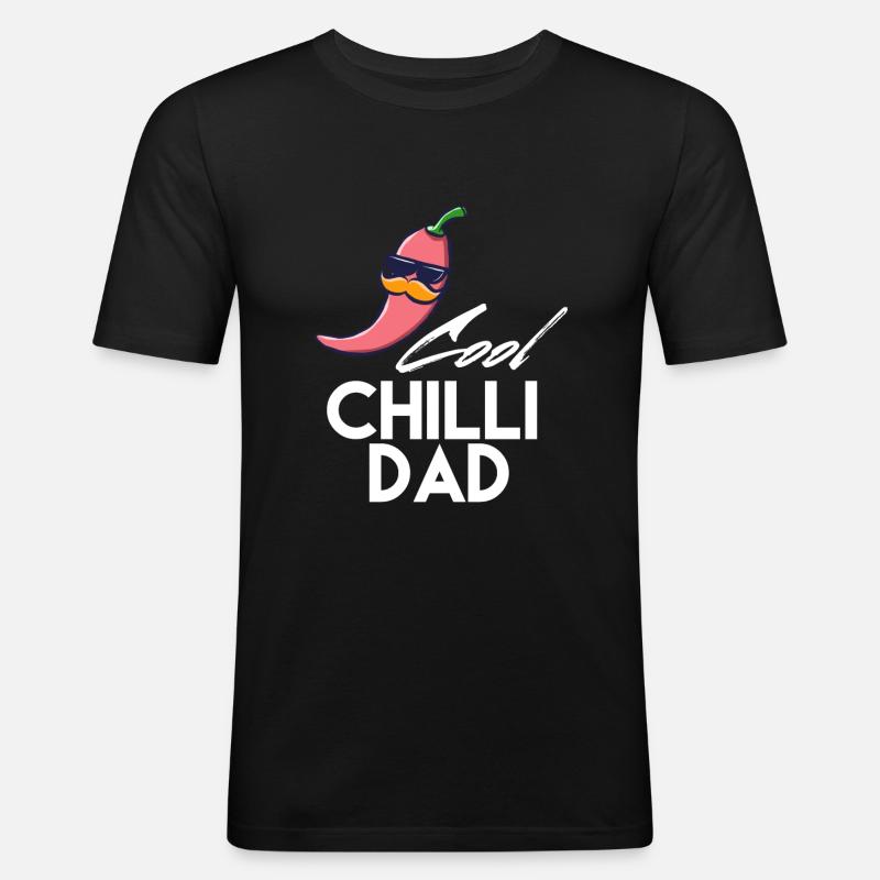 Chilli Spruch Papa - Männer Slim Fit T-Shirt - Schwarz