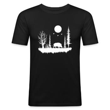 forêt nature nature nature - T-shirt près du corps Homme - noir - Devant - Nik (191cm)