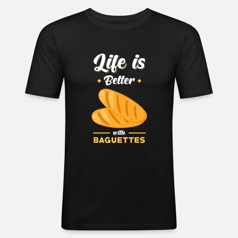 Pane baguette dicendo divertente - Maglietta aderente da uomo - nero