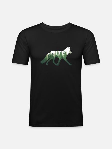 Fox Nature Forest - Men's Slim Fit T-Shirt - black
