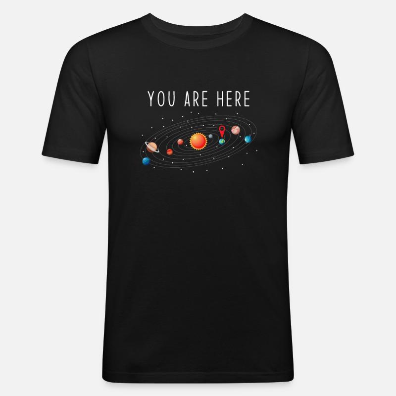 Sonnensystem - Männer Slim Fit T-Shirt - Schwarz