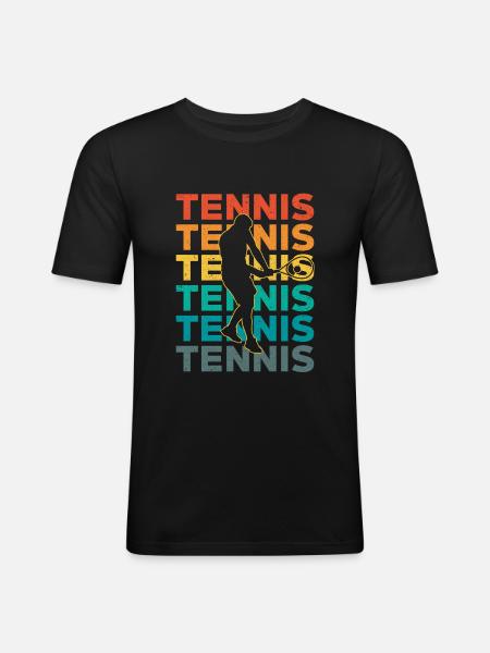 Tennis Retro - Männer Slim Fit T-Shirt - Schwarz