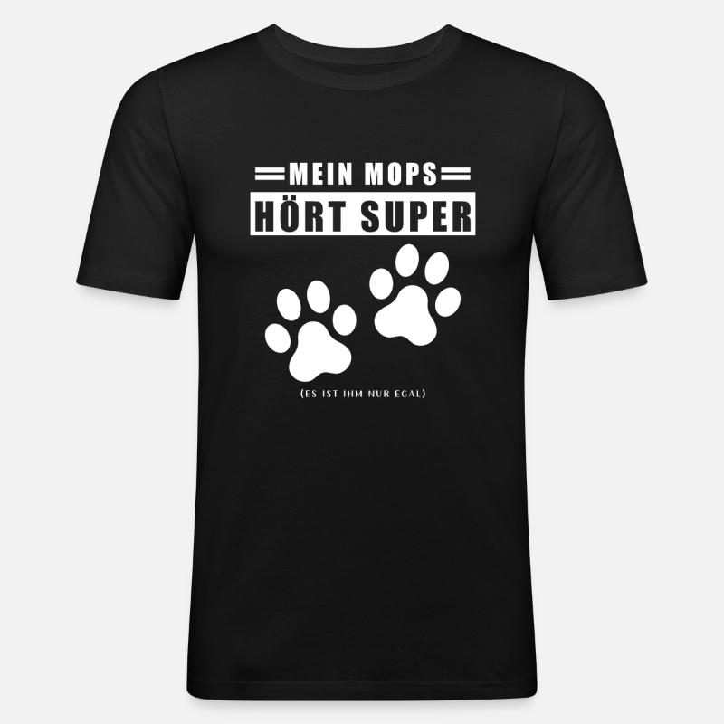La vie de Mops - T-shirt près du corps Homme - noir