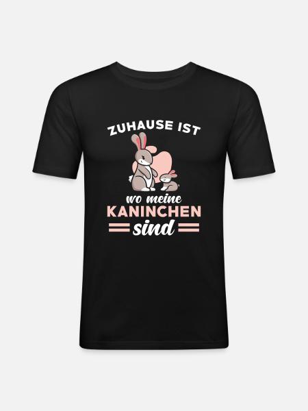 Kaninchen Spruch niedlich - Männer Slim Fit T-Shirt - Schwarz