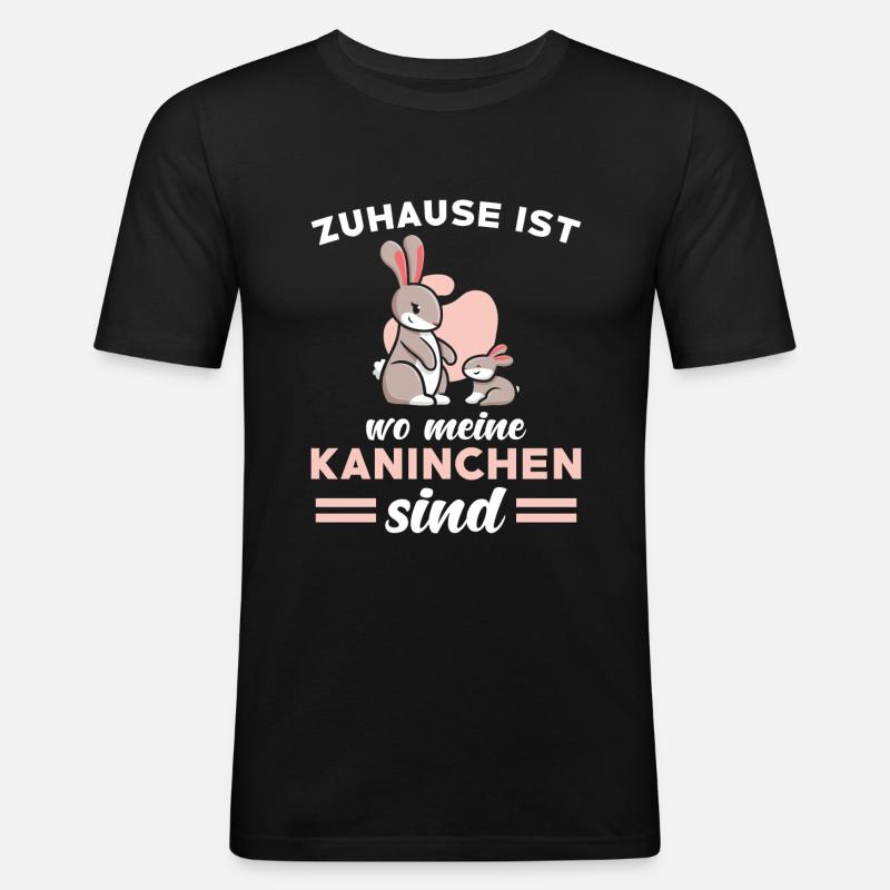 Kaninchen Spruch niedlich - Männer Slim Fit T-Shirt - Schwarz