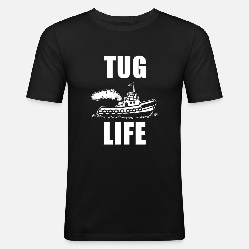 Schleppboot - Männer Slim Fit T-Shirt - Schwarz