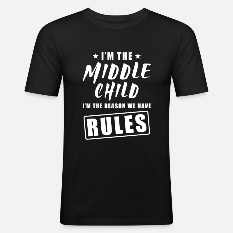 Mittleres Kind - Männer Slim Fit T-Shirt - Schwarz