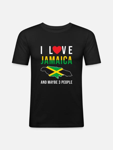 Jamaïque j'aime la Jamaïque - T-shirt près du corps Homme - noir