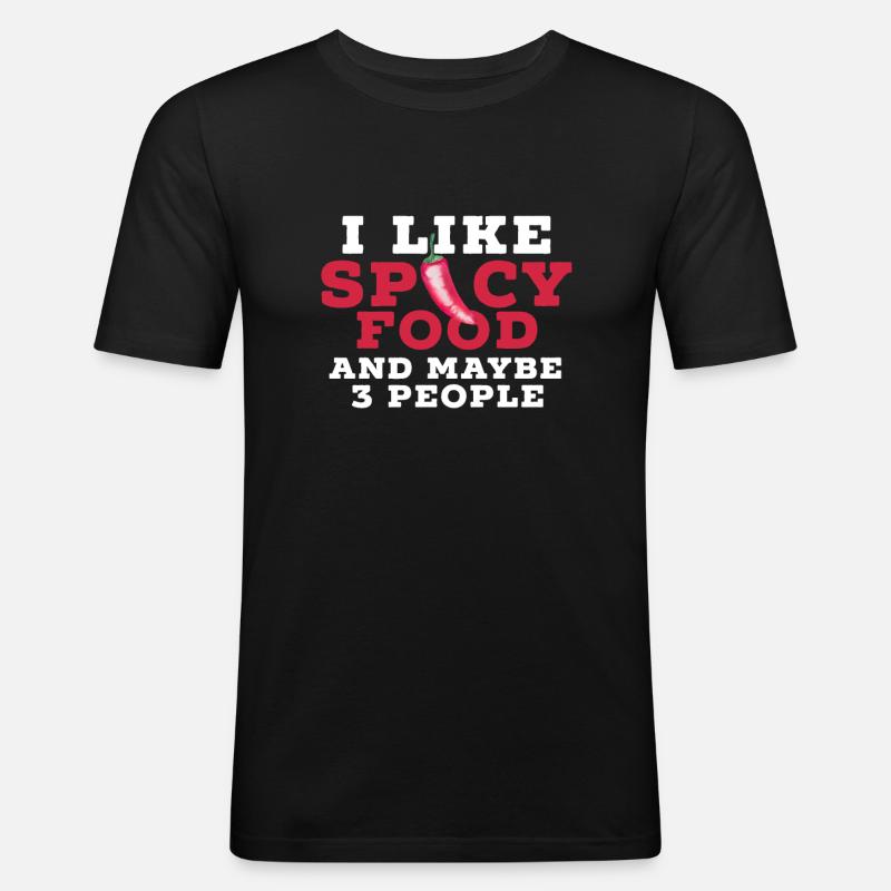 Scharfes Essen Küche Chilli - Männer Slim Fit T-Shirt - Schwarz