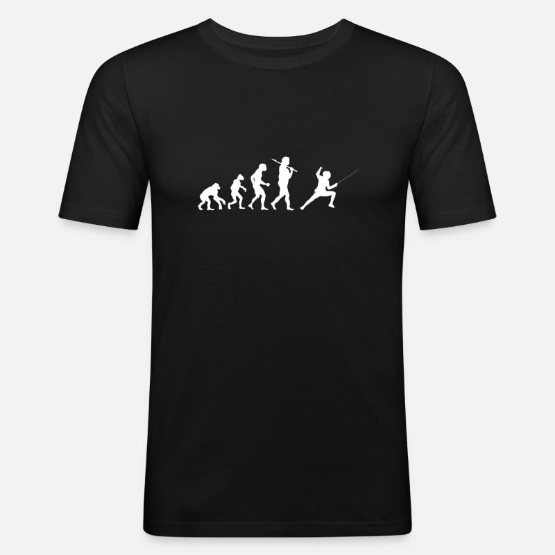 Evolution Fechten - Männer Slim Fit T-Shirt - Schwarz