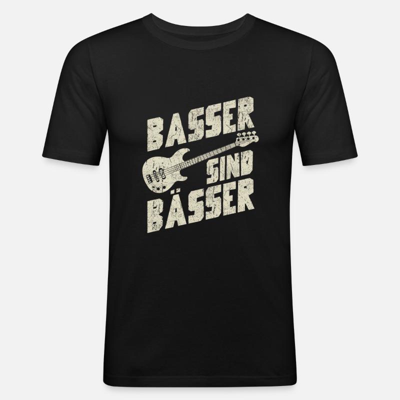 Basser sind Bässer - Männer Slim Fit T-Shirt - Schwarz
