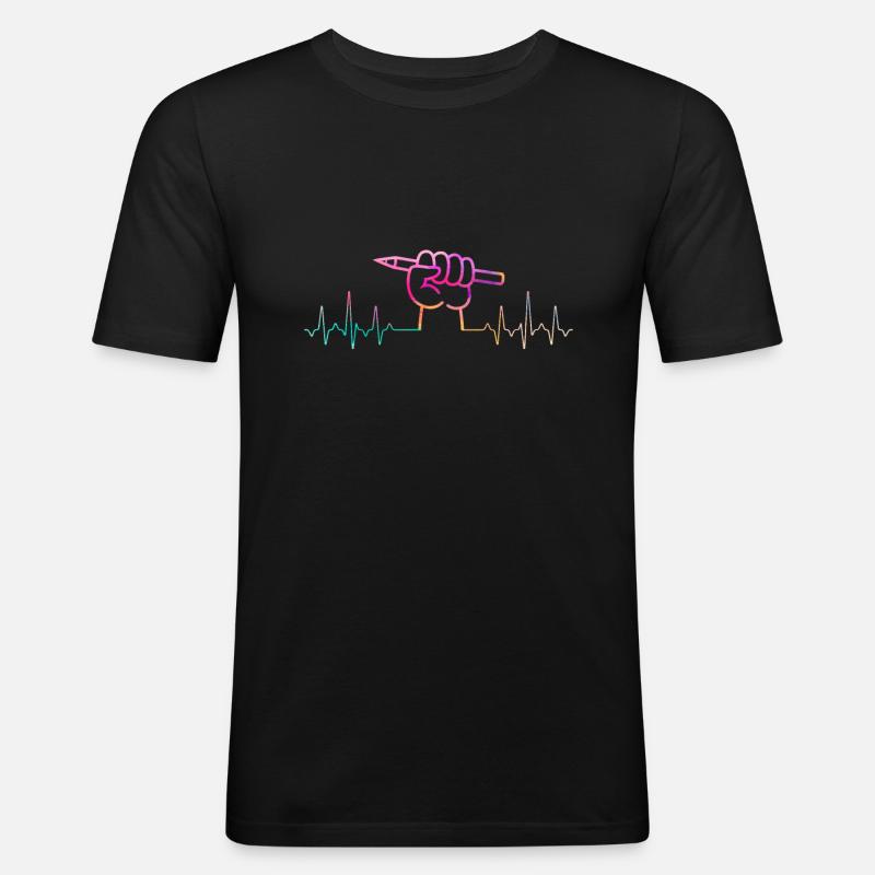 Zeichner Zeichnen Zeichenstift - Männer Slim Fit T-Shirt - Schwarz