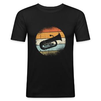 Tuba - Männer Slim Fit T-Shirt - Schwarz - Vorne - Nik (191cm)