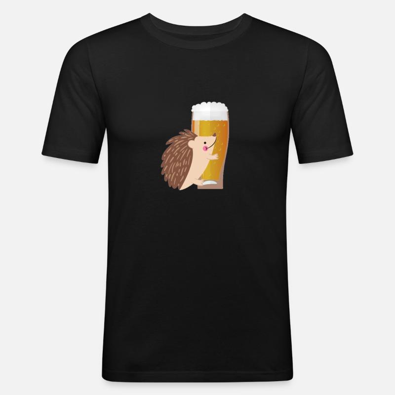 Bier Geschenk mit Igel - Männer Slim Fit T-Shirt - Schwarz