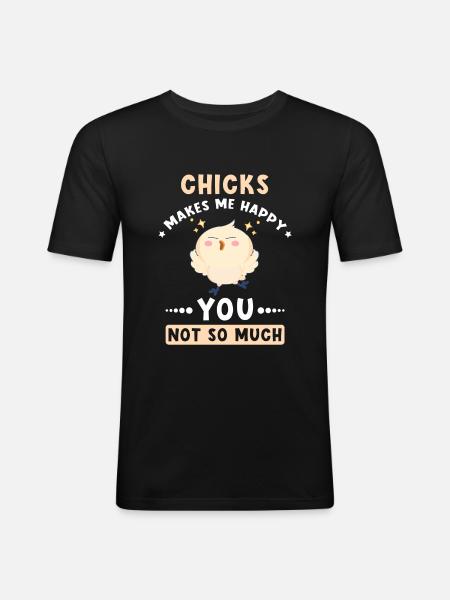 Chickens makes me happy - Men's Slim Fit T-Shirt - black