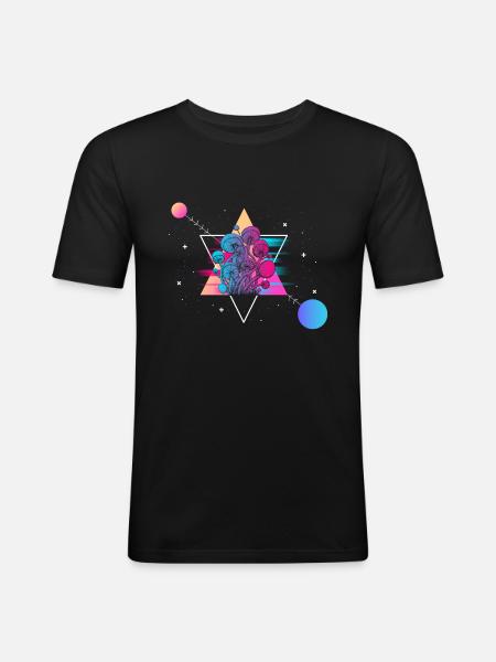 Mushroom Vaporwave - Men's Slim Fit T-Shirt - black