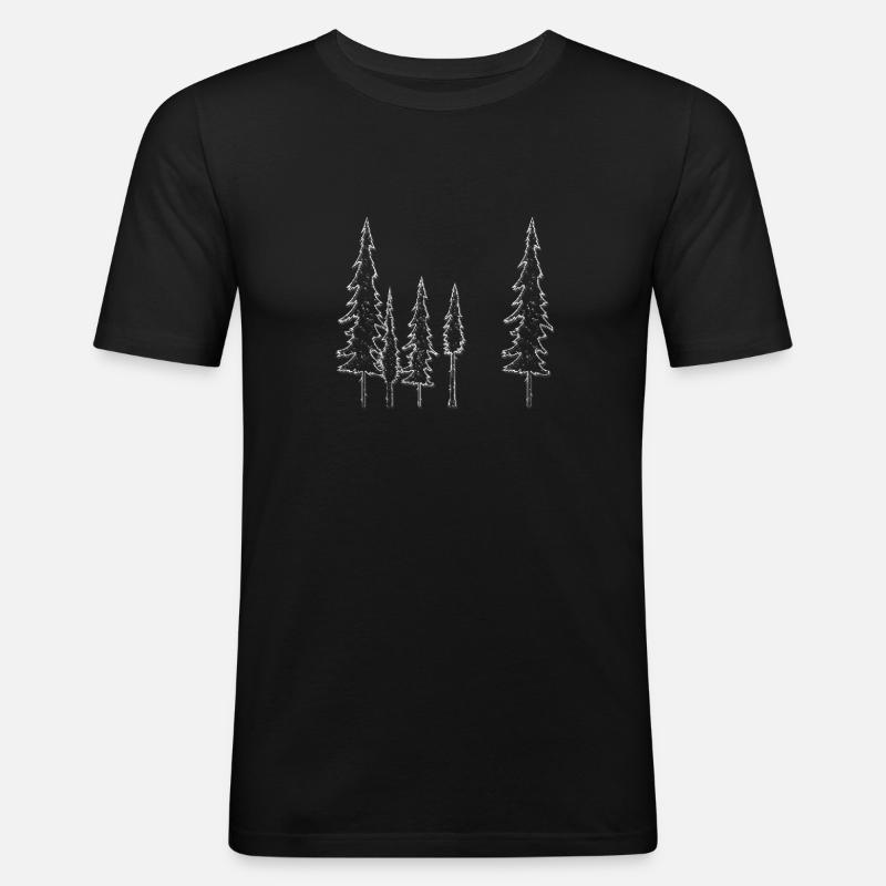Bäume Wald - Männer Slim Fit T-Shirt - Schwarz