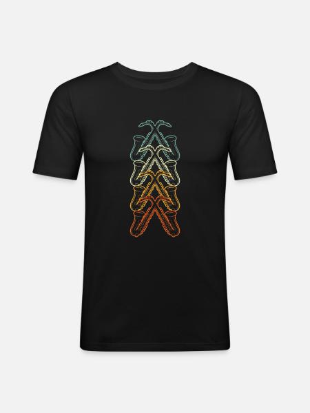 Saxophonist Gift Retro Saxophone - Men's Slim Fit T-Shirt - black