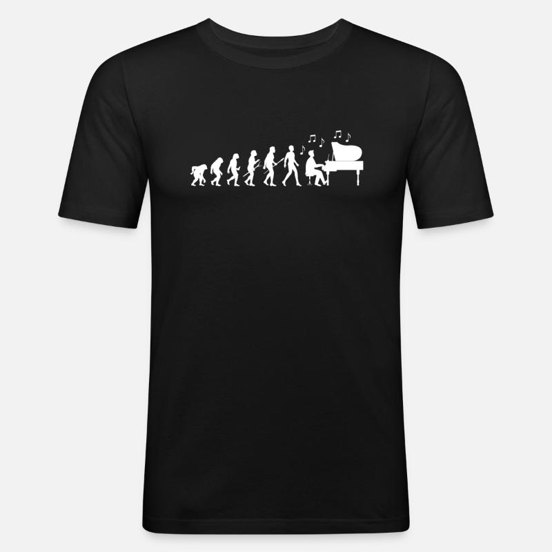 Pianist Evolution - Männer Slim Fit T-Shirt - Schwarz