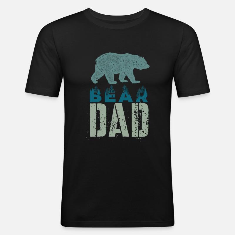 Bear Dad - Männer Slim Fit T-Shirt - Schwarz