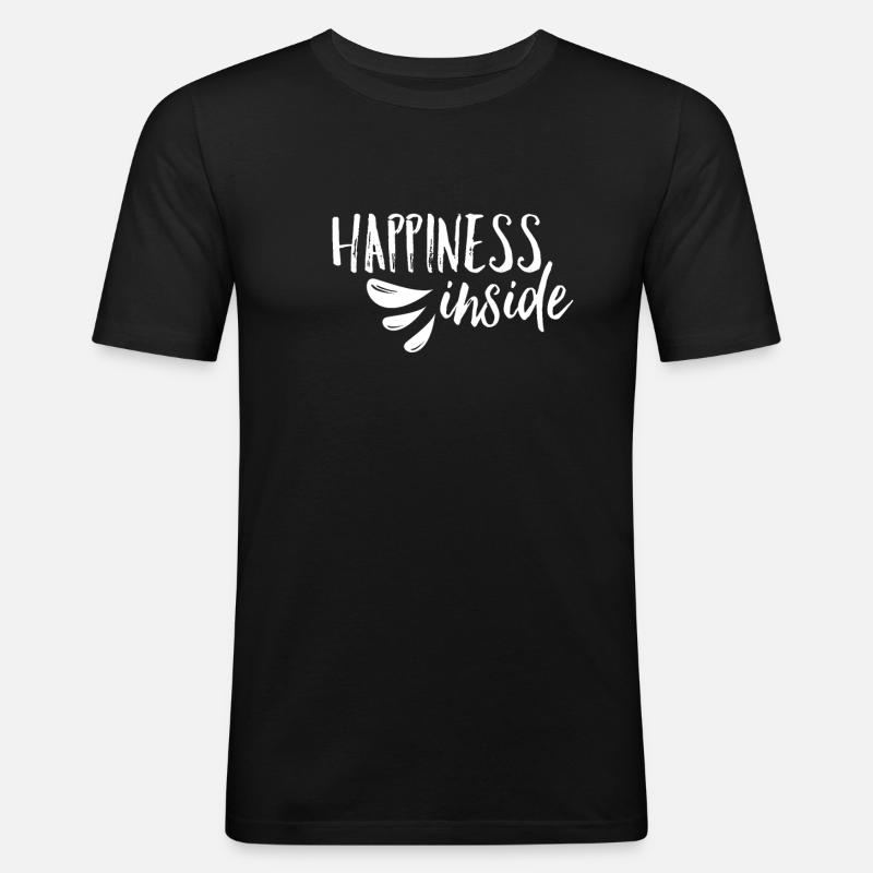 Happiness inside - Männer Slim Fit T-Shirt - Schwarz