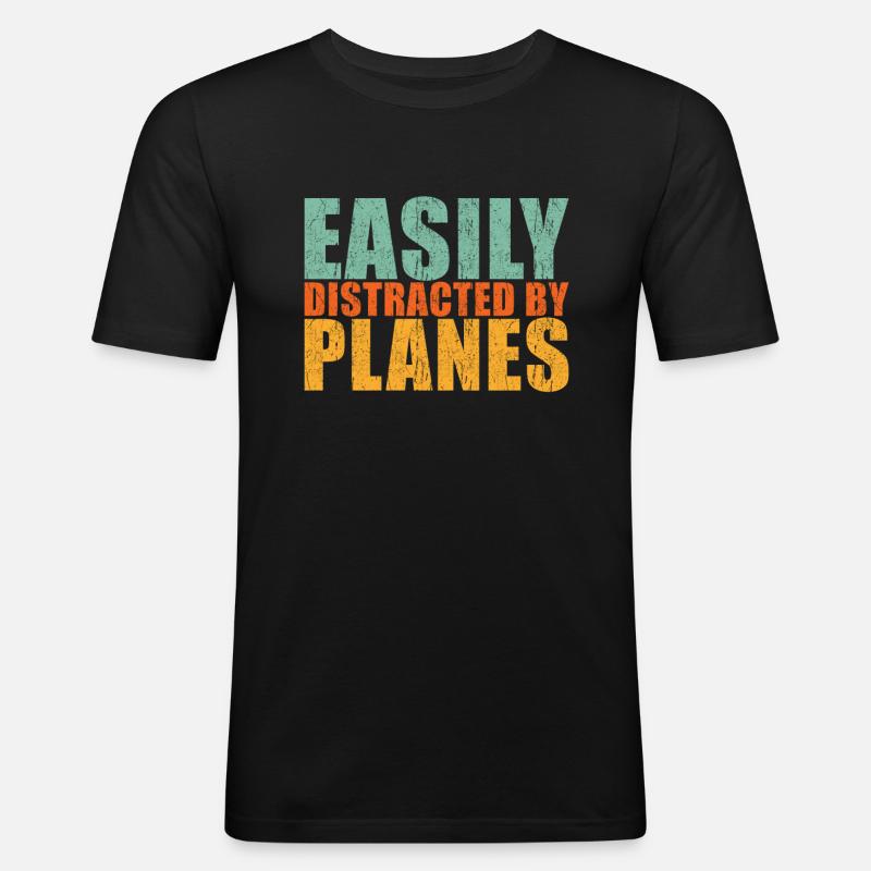 Flugzeug Spruch - Männer Slim Fit T-Shirt - Schwarz