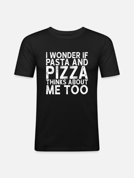 Pizza und Pasta - Männer Slim Fit T-Shirt - Schwarz