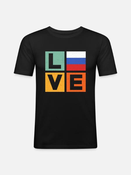 Russie Amour - T-shirt près du corps Homme - noir